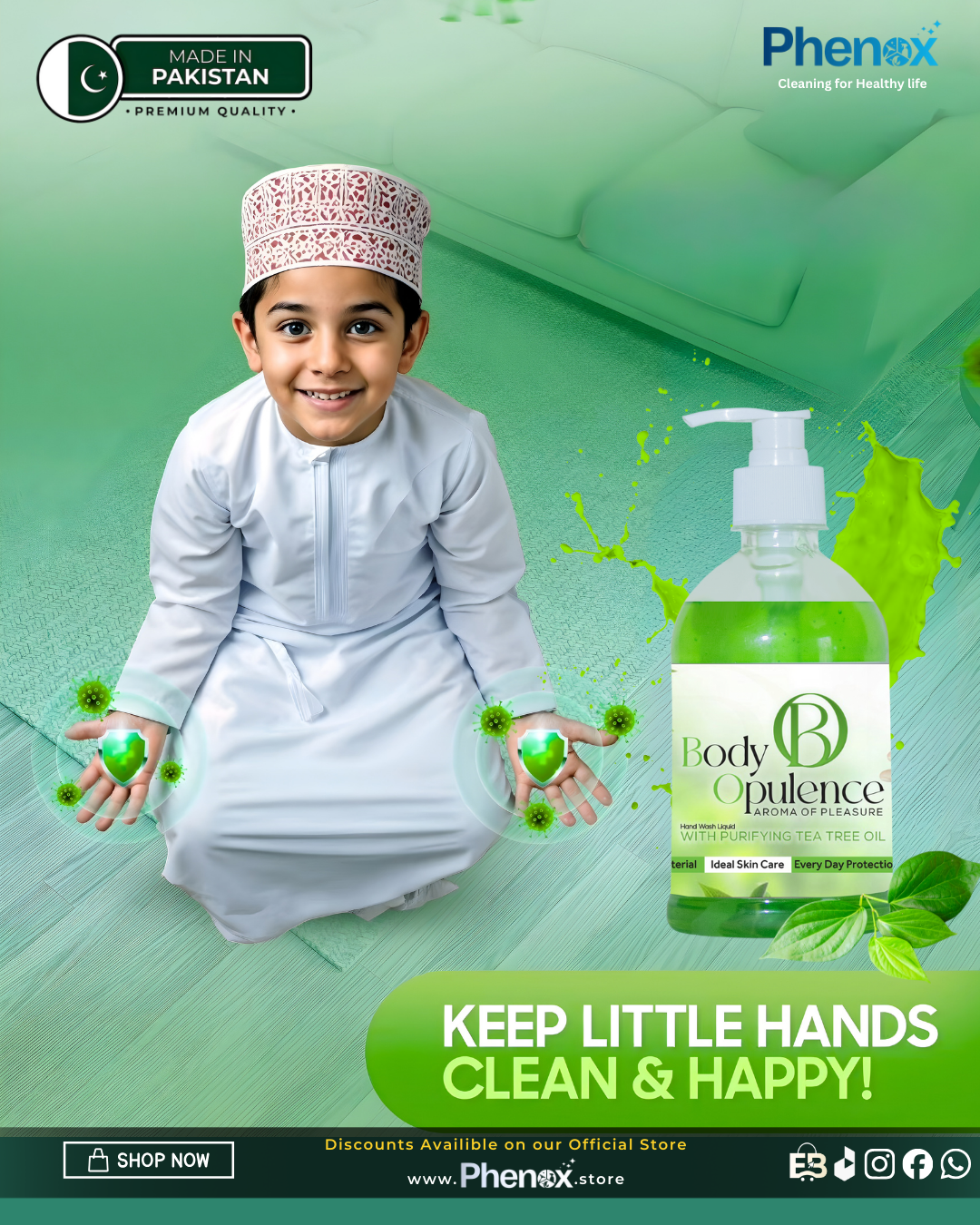 Phenox Body Opulence Hand Wash Liquid – With Purifying Tea Tree Oil 500ml & 5 Litter