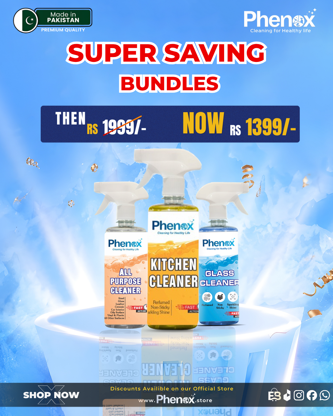 Phenox Express Surface Care Super Saving Bundle – 3-in-1 Triple Spray Cleaning Kit