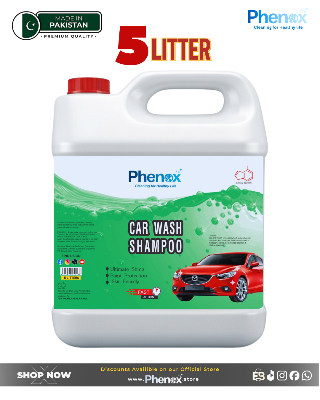 Phenox Car Wash Shampoo 500ML & 5 Litter