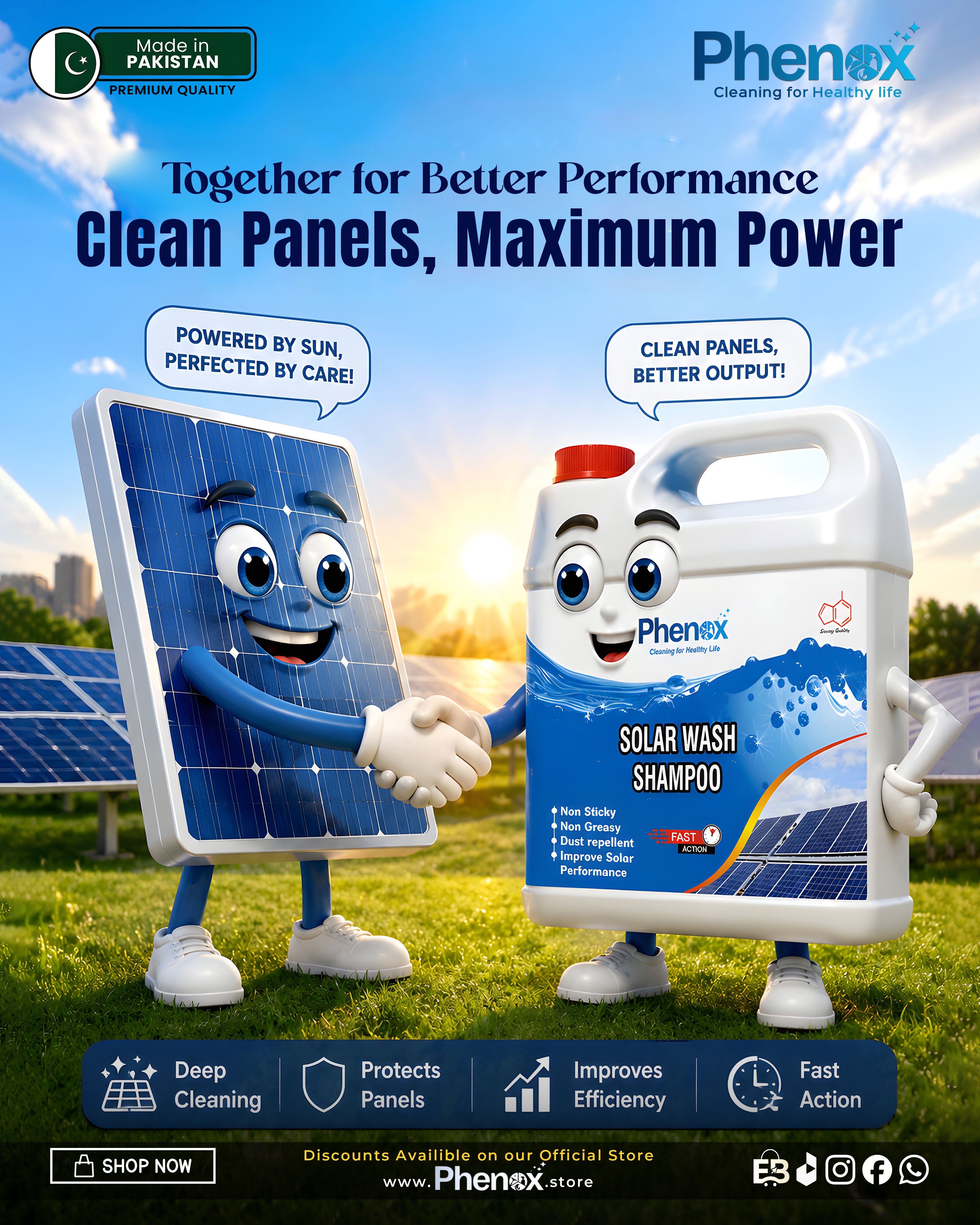 Phenox Solar Wash Shampoo! Maximize Your Solar Energy  - 500ml & 5 Litre