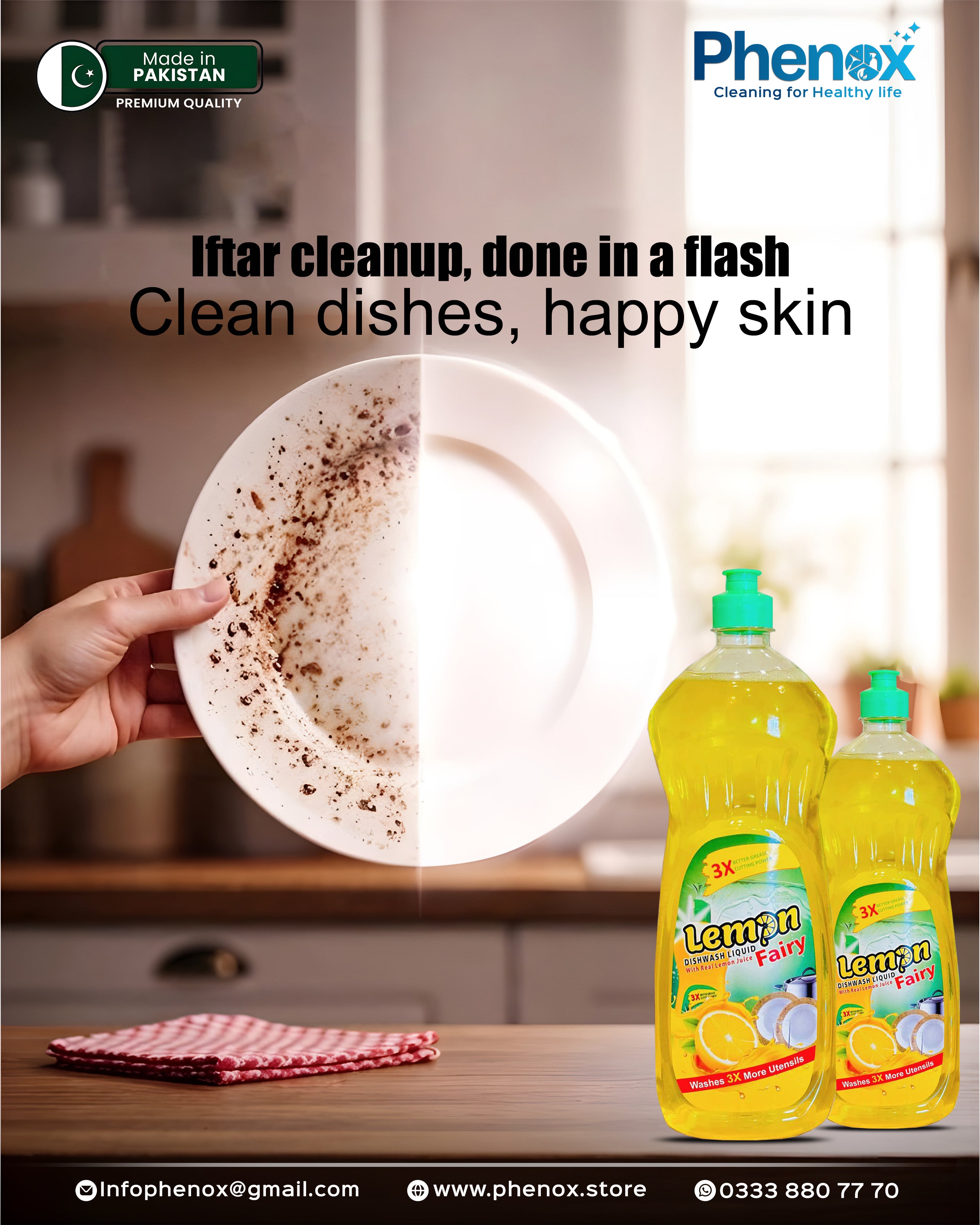 Phenox Lemon Fairy Anti-Bacterial Dishwash Liquid Bottle 500ml / 1 litter & 5 Litter