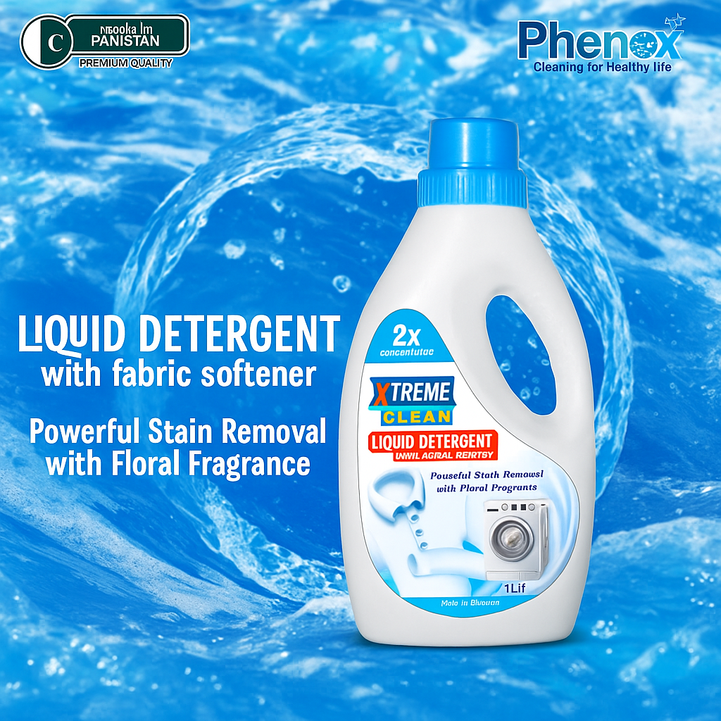 Phenox Xtreme Clean Liquid Detergent with Fabric Softener – 1L Experience the ultimate in fabric care with Phenox Xtreme Clean Liquid Detergent. Specially designed with a 2X concentrated formula, it delivers powerful stain removal while keeping clothes f