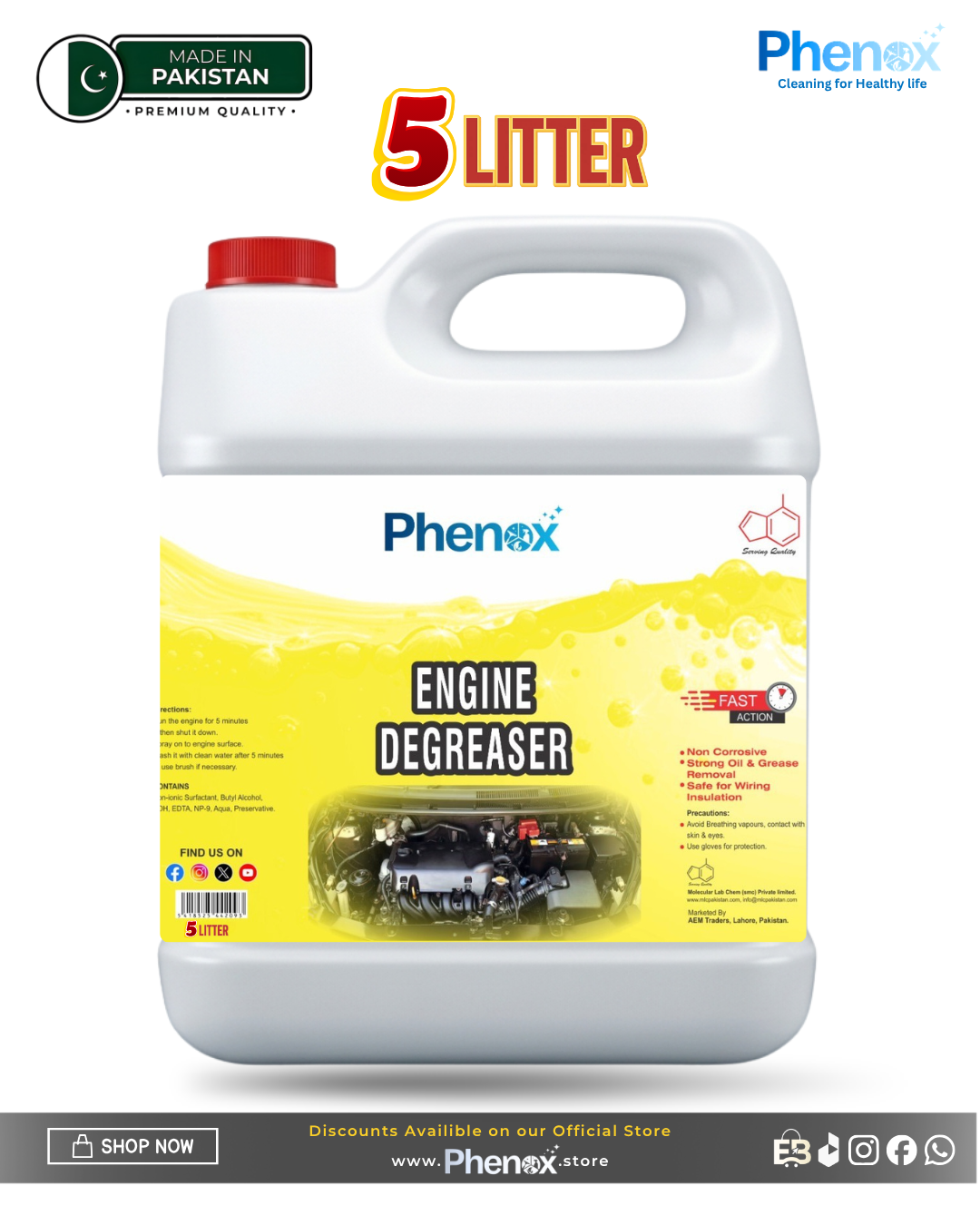 Phenox Engine Degreaser – Restore Your Engine’s Shine 500ML & 5 Litter
