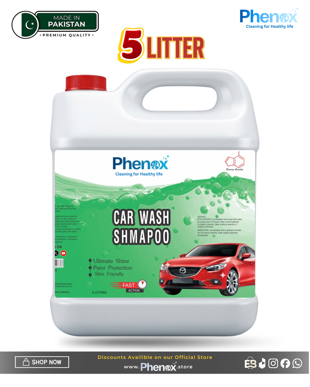 Phenox Car Wash Shampoo 500ML & 5 Litter