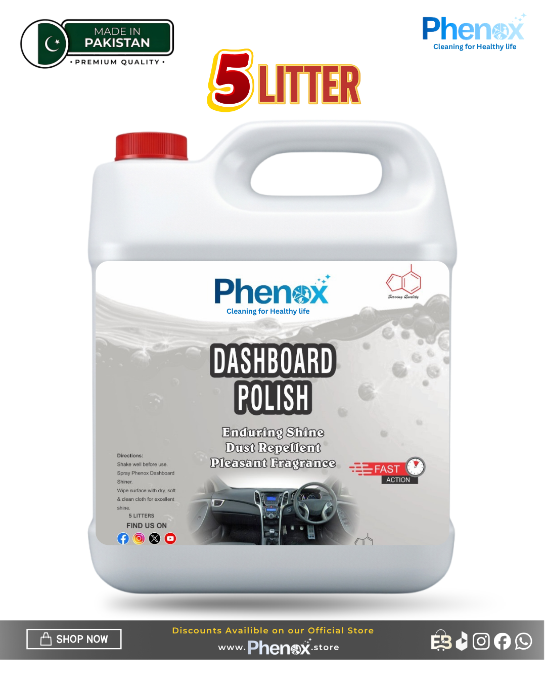 Phenox Dashboard Polish,The Ultimate Showroom Finish in a Bottle. 200ML