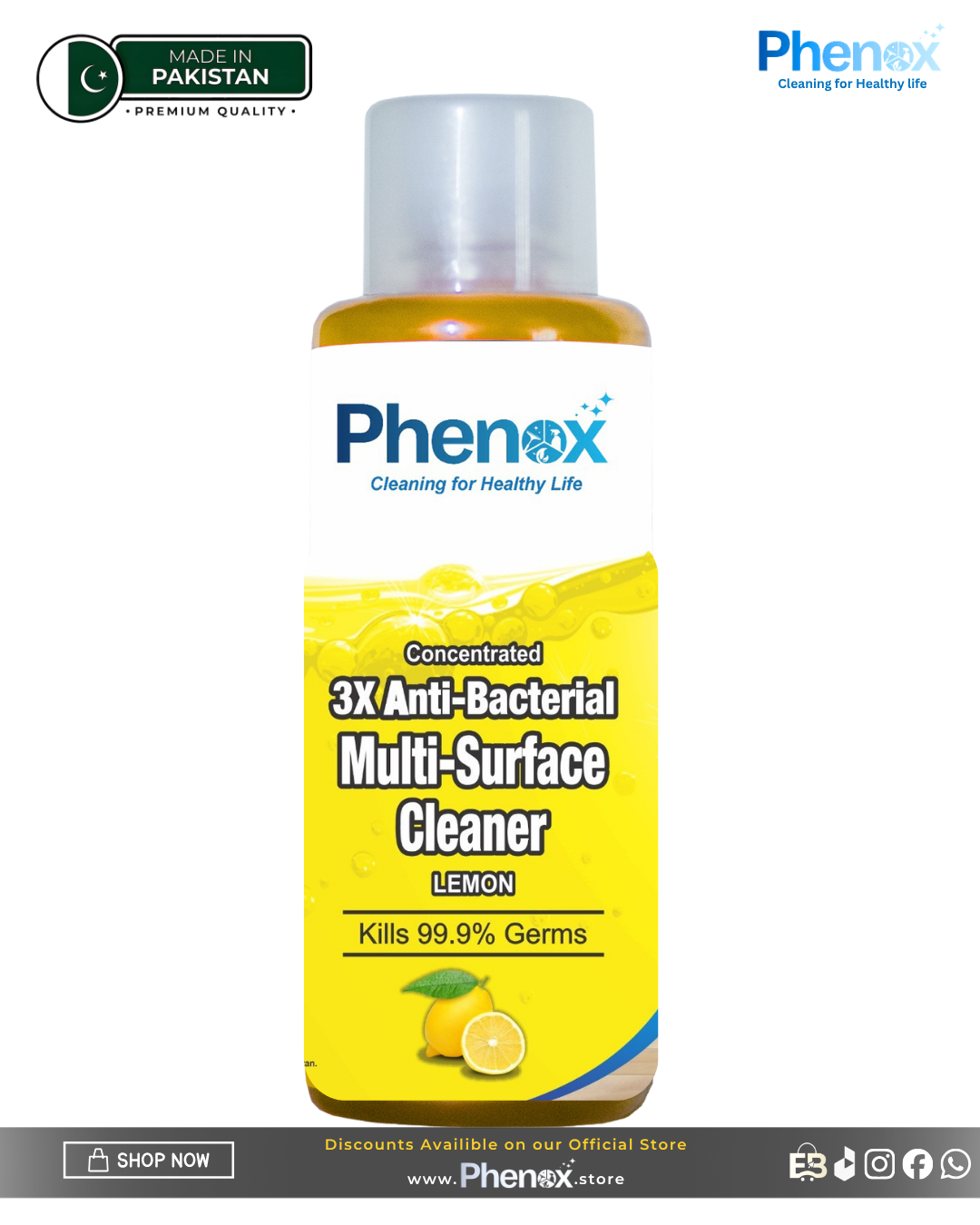 Phenox 3X Anti-Bacterial Multi Surface Cleaner (Floral) (Lemon )  – 500ml & 5 Litter