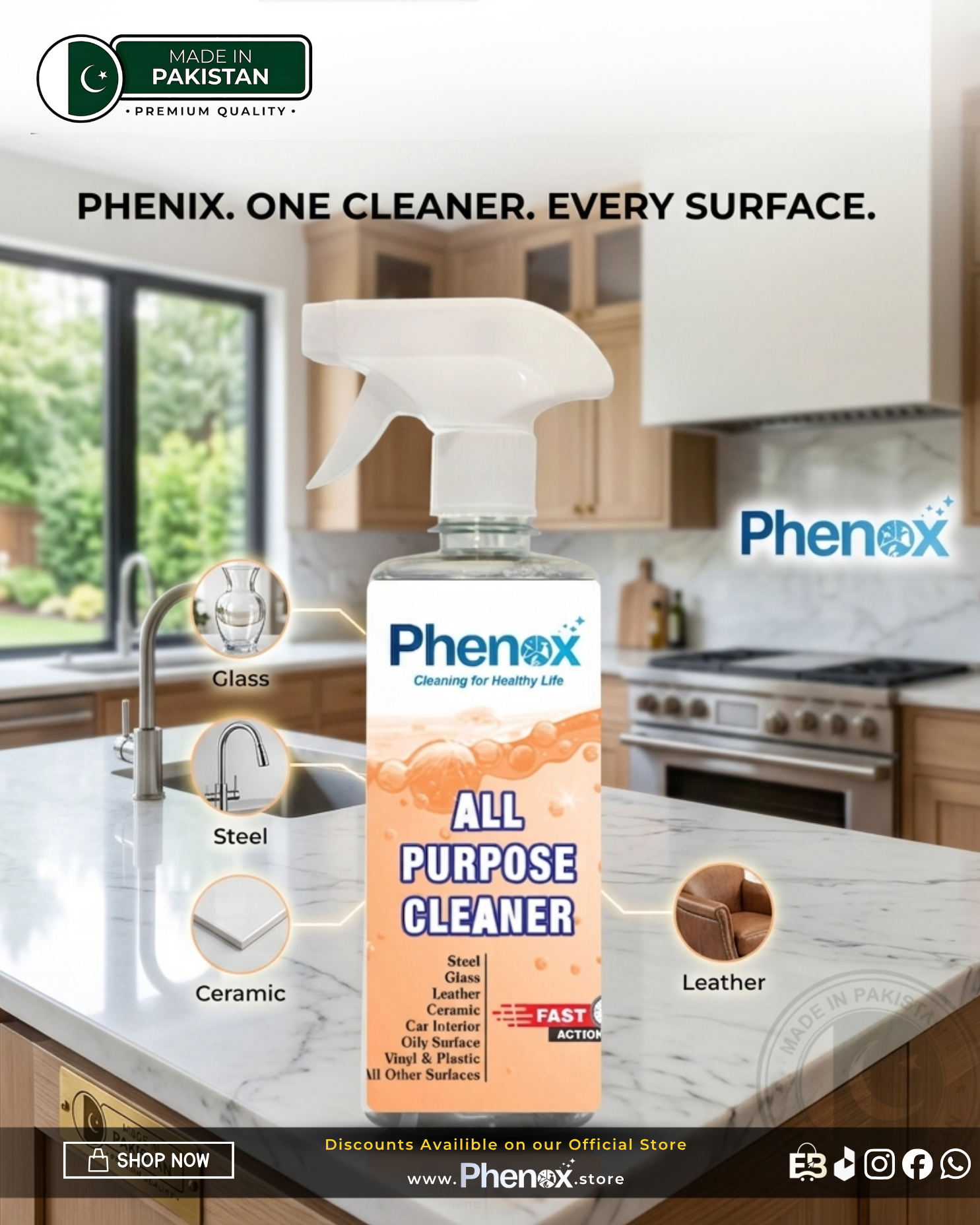 Phenox All Purpose Cleaner 500 Ml & 5 Litter Powerful Degreaser, Grease, Grime, Clearing Oil Stains