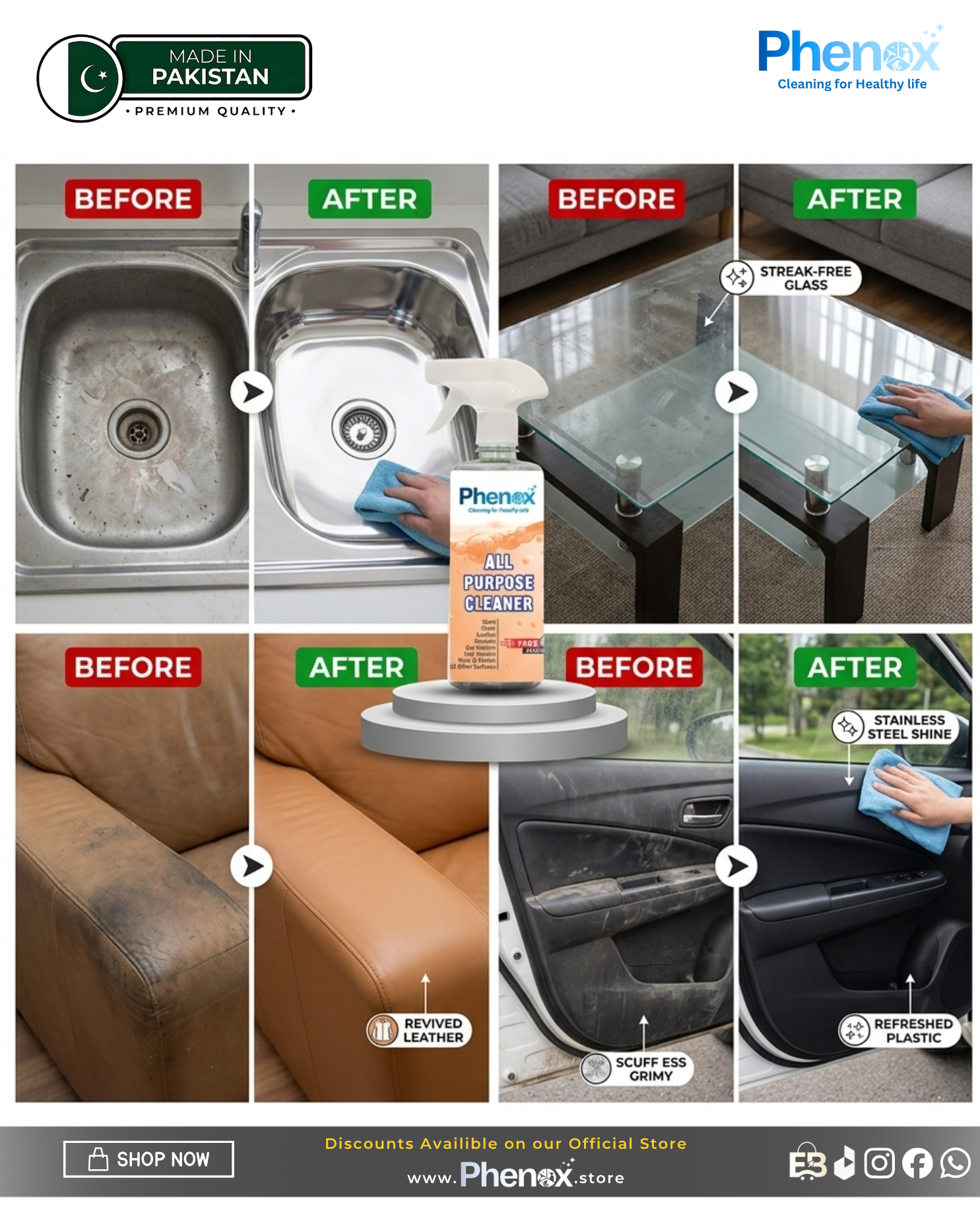Phenox All Purpose Cleaner 500 Ml & 5 Litter Powerful Degreaser, Grease, Grime, Clearing Oil Stains