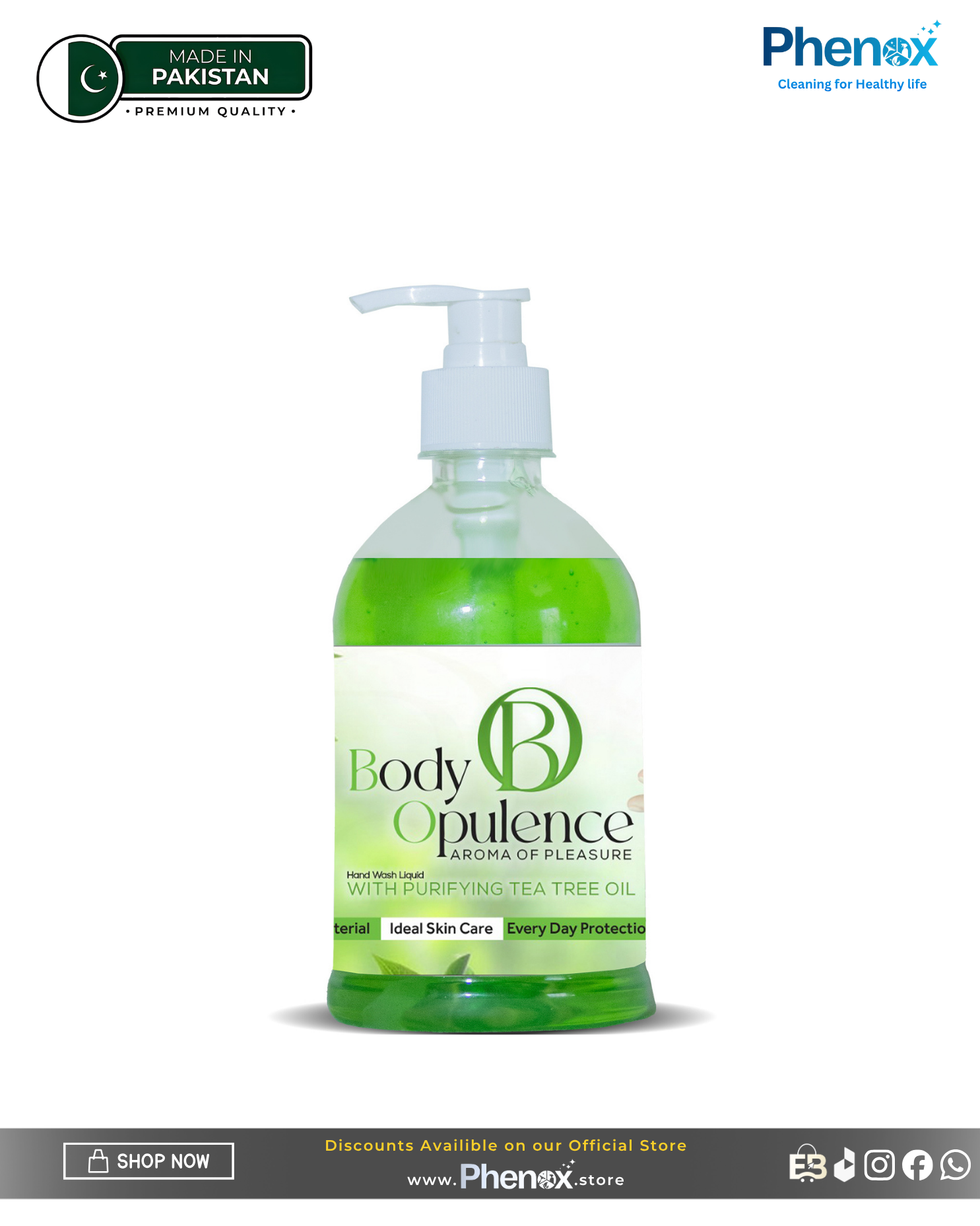 Phenox Body Opulence Hand Wash Liquid – With Purifying Tea Tree Oil 500ml & 5 Litter