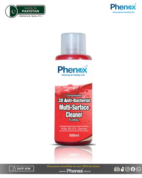 Phenox 3X Anti-Bacterial Multi Surface Cleaner (Floral) Max All Purpose Multi Surface Disinfecting Cleaner – 500ml & 5 Litter