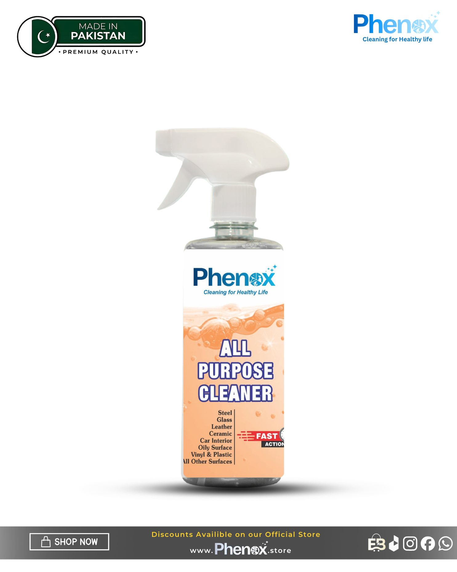 Phenox All Purpose Cleaner 500 Ml & 5 Litter Powerful Degreaser, Grease, Grime, Clearing Oil Stains