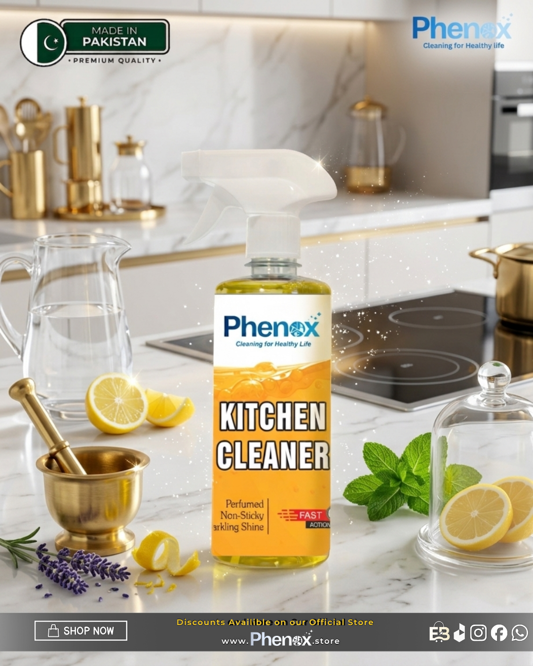 Phenox Kitchen Cleaner  500 Ml & 5 Litter Powerful Degreaser, Grease, Grime, Clearing Oil Stains