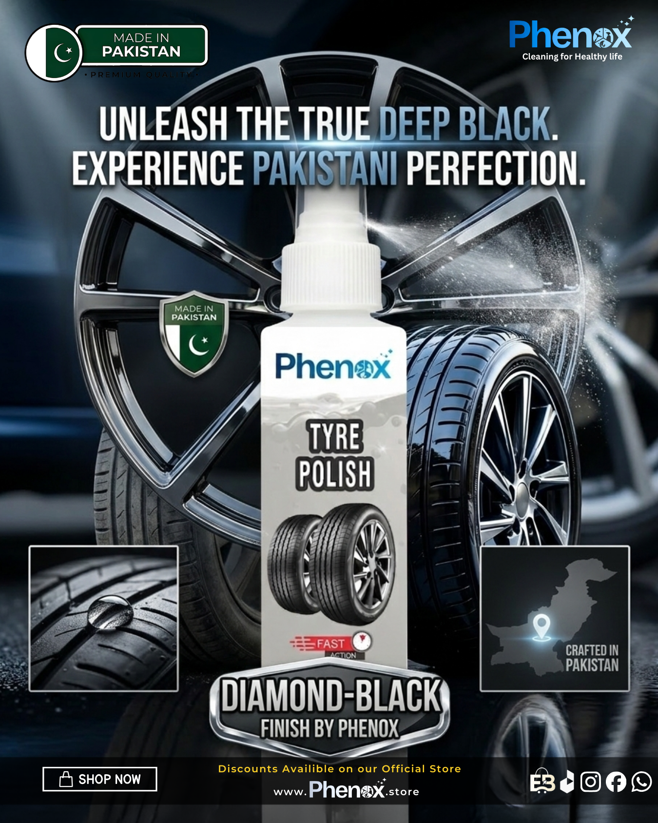 Phenox Tyre Polish – Ultimate High-Gloss Protection 200ML