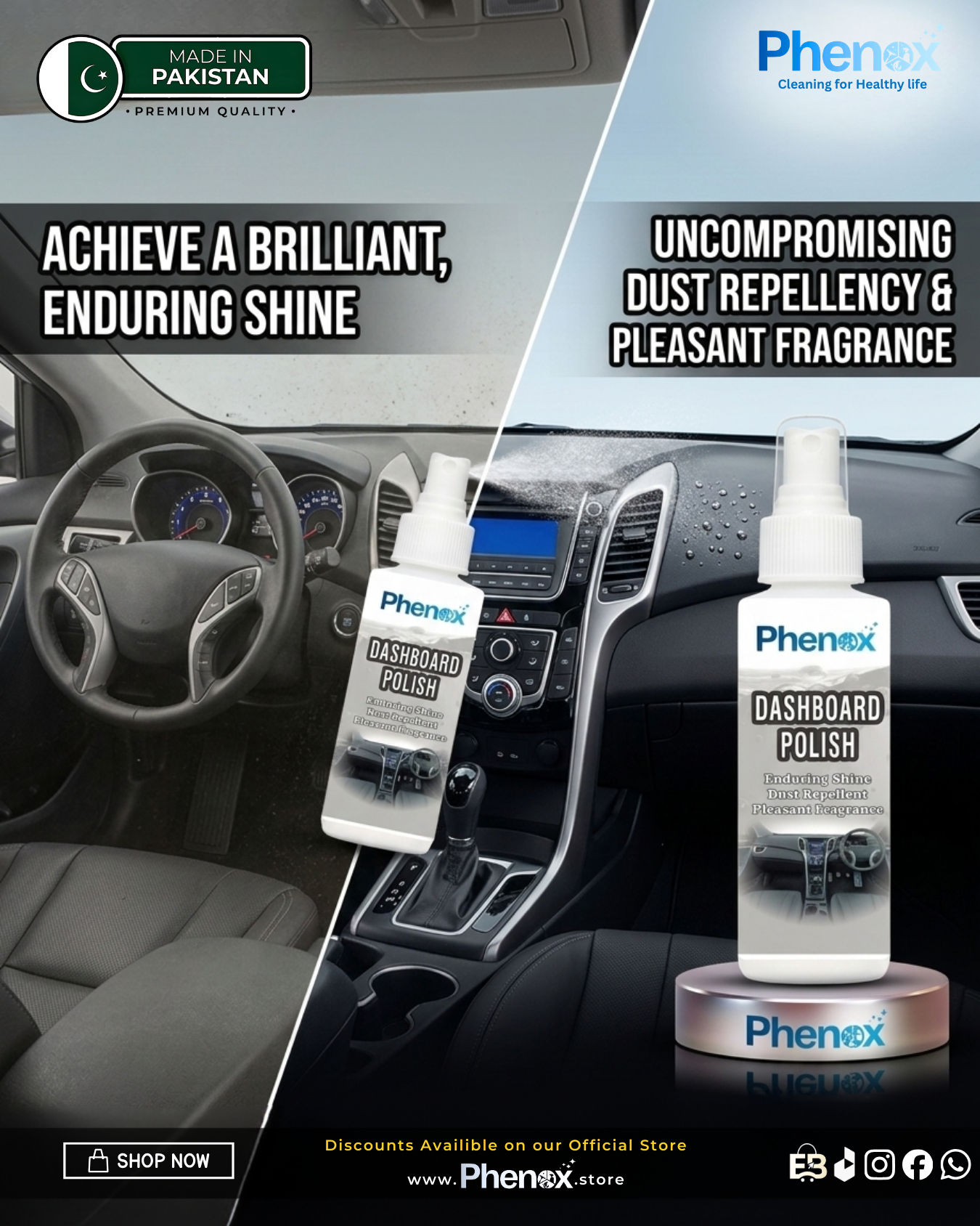 Phenox Dashboard Polish,The Ultimate Showroom Finish in a Bottle. 200ML