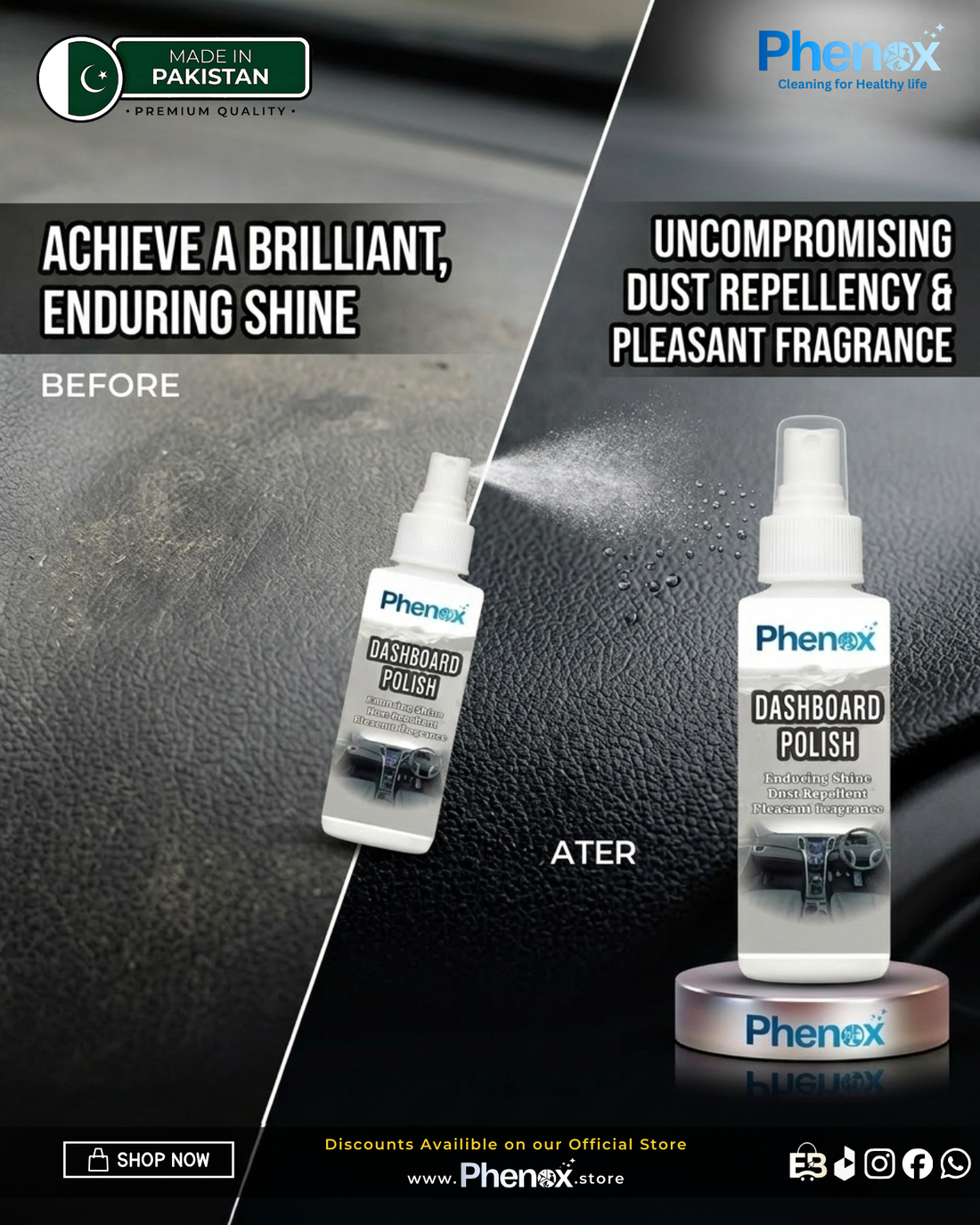 Phenox Dashboard Polish,The Ultimate Showroom Finish in a Bottle. 200ML