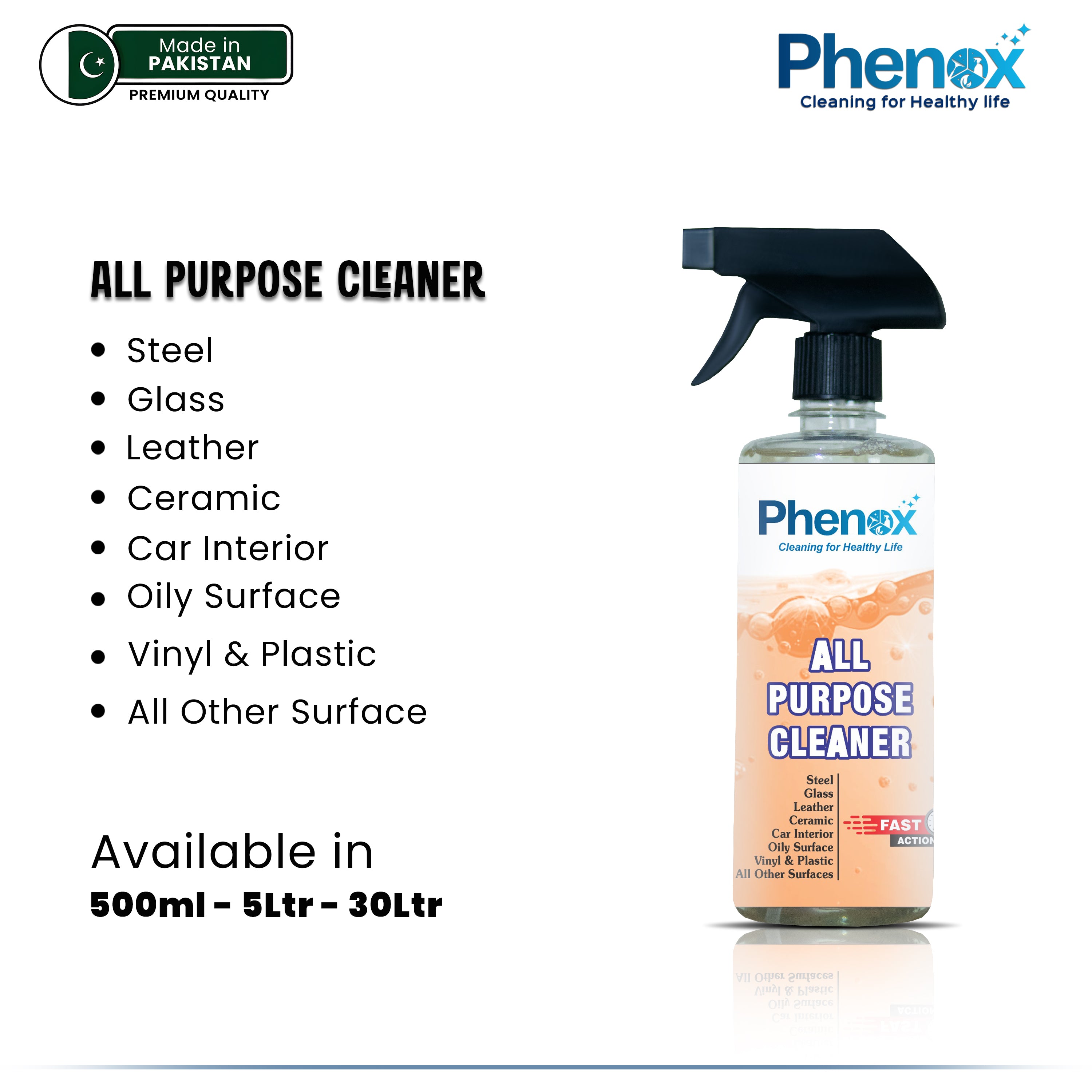 Phenox All Purpose Cleaner 500 Ml & 5 Litter Powerful Degreaser, Grease, Grime, Clearing Oil Stains